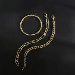 CONRAN KREMIX Gold Chain Bracelet Sets for Women Girls 14K Gold Plated Dainty Link Paperclip Bracelets Stake Adjustable Layered Metal Link Bracelet Set Fashion Jewelry - Image 7